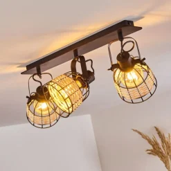 Lampes Vintages & Rétros-hofstein Plafonnier Recinto Bois foncé, Noir, 3 lumières