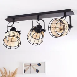 Lampes Vintages & Rétros-hofstein Plafonnier Recinto Bois foncé, Noir, 3 lumières