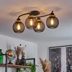 Lampes À Boules-hofstein Plafonnier Reiden Noir, 4 lumières