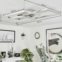 hofstein Plafonnier Relous LED Acier inoxydable, 3 lumières, Télécommandes, Changeur de couleurs