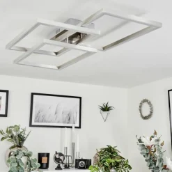 hofstein Plafonnier Relous LED Acier inoxydable, 3 lumières, Télécommandes, Changeur de couleurs