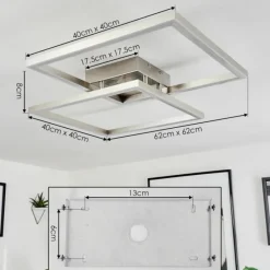 hofstein Plafonnier Relous LED Acier inoxydable, 2 lumières, Télécommandes, Changeur de couleurs