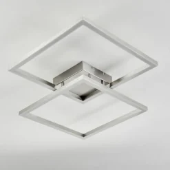 hofstein Plafonnier Relous LED Acier inoxydable, 2 lumières, Télécommandes, Changeur de couleurs
