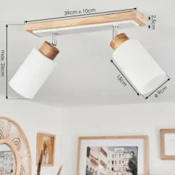 hofstein Plafonnier Represita Écru, Blanc, 2 lumières