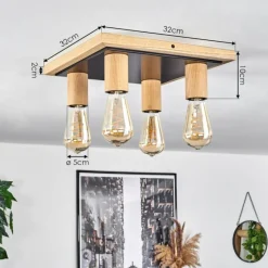 Luminaires Scandinaves-hofstein Plafonnier Represita Écru, Noir, 4 lumières