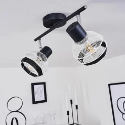 Style Boho-Chic-hofstein Plafonnier Revsbotn Chrome, Noir, 2 lumières