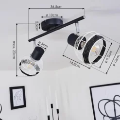 Style Boho-Chic-hofstein Plafonnier Revsbotn Chrome, Noir, 2 lumières