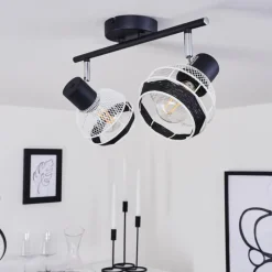 Style Boho-Chic-hofstein Plafonnier Revsbotn Chrome, Noir, 2 lumières