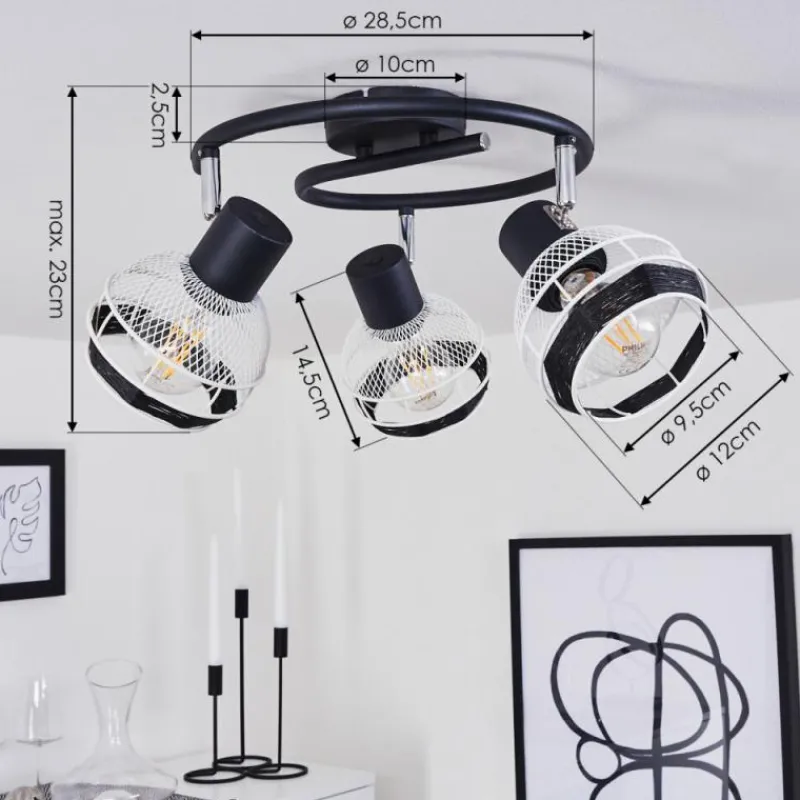 Style Boho-Chic-hofstein Plafonnier Revsbotn Chrome, Noir, 3 lumières