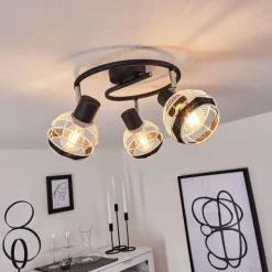 Style Boho-Chic-hofstein Plafonnier Revsbotn Chrome, Noir, 3 lumières