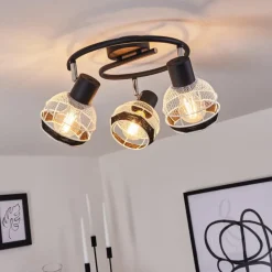 Style Boho-Chic-hofstein Plafonnier Revsbotn Chrome, Noir, 3 lumières