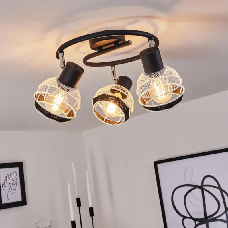 Style Boho-Chic-hofstein Plafonnier Revsbotn Chrome, Noir, 3 lumières