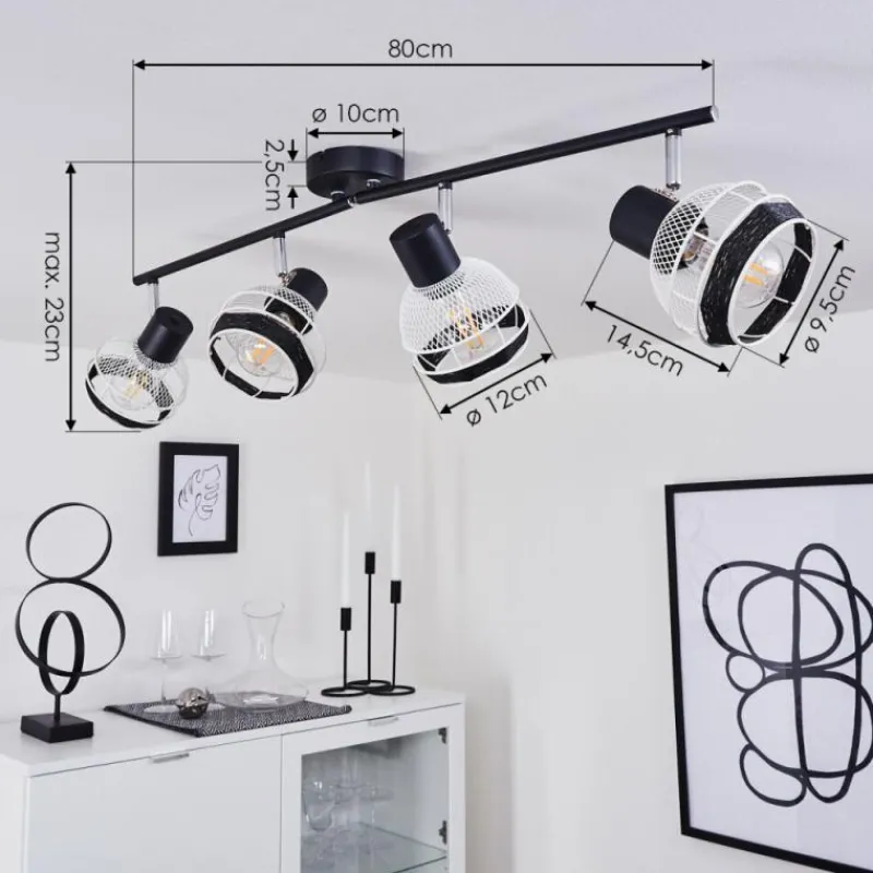 Style Boho-Chic-hofstein Plafonnier Revsbotn Chrome, Noir, 4 lumières