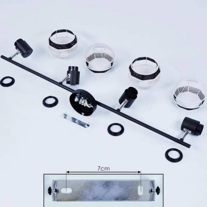 Style Boho-Chic-hofstein Plafonnier Revsbotn Chrome, Noir, 4 lumières