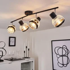 Style Boho-Chic-hofstein Plafonnier Revsbotn Chrome, Noir, 4 lumières