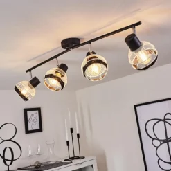 Style Boho-Chic-hofstein Plafonnier Revsbotn Chrome, Noir, 4 lumières