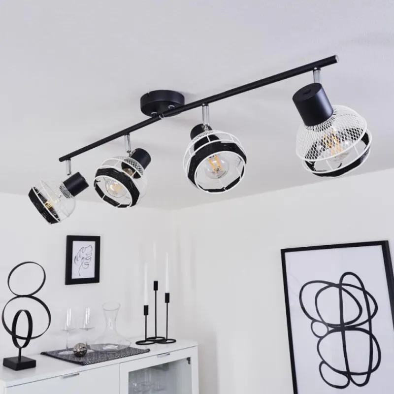 Style Boho-Chic-hofstein Plafonnier Revsbotn Chrome, Noir, 4 lumières