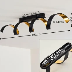 Lampes Art Déco-hofstein Plafonnier Rezat LED Noir doré, 1 lumière