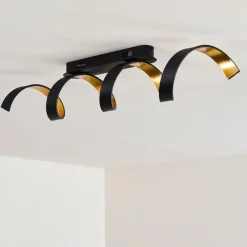 Lampes Art Déco-hofstein Plafonnier Rezat LED Noir doré, 1 lumière