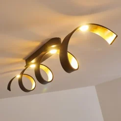 Lampes Art Déco-hofstein Plafonnier Rezat LED Noir doré, 1 lumière