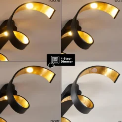 Lampes Art Déco-hofstein Plafonnier Rezat LED Noir doré, 1 lumière