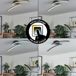 hofstein Plafonnier Rheinfelden LED Noir, 1 lumière