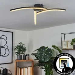 hofstein Plafonnier Rheinfelden LED Noir, 1 lumière