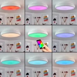 hofstein Plafonnier Rhone LED Blanc, 1 lumière, Changeur de couleurs