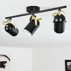 Lampes Industrielles-hofstein Plafonnier Rialey Laiton, Noir, 3 lumières
