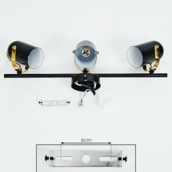 Lampes Industrielles-hofstein Plafonnier Rialey Laiton, Noir, 3 lumières