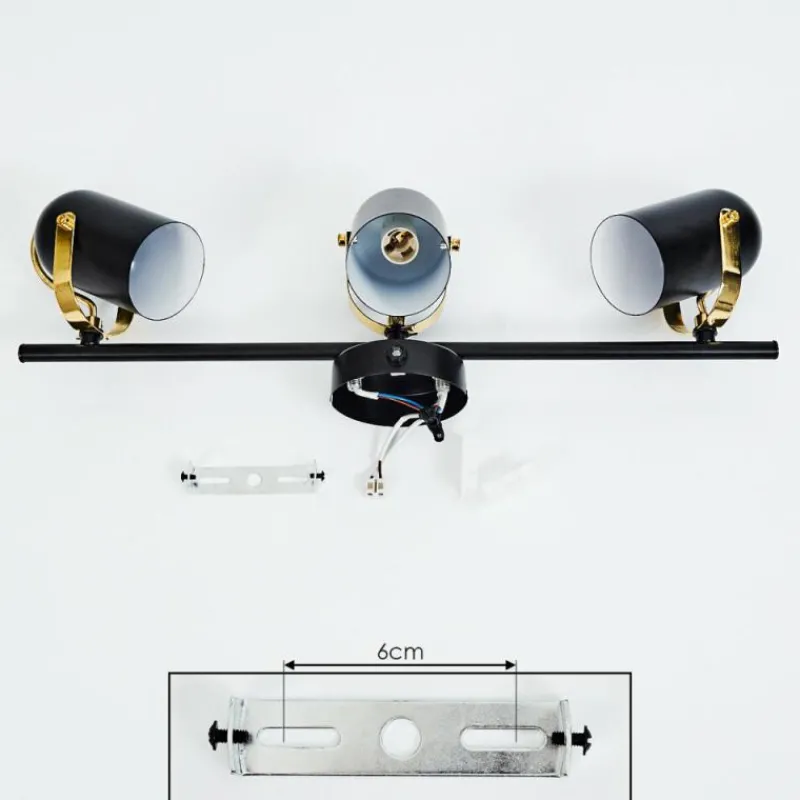 Lampes Industrielles-hofstein Plafonnier Rialey Laiton, Noir, 3 lumières