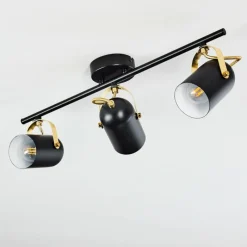 Lampes Industrielles-hofstein Plafonnier Rialey Laiton, Noir, 3 lumières