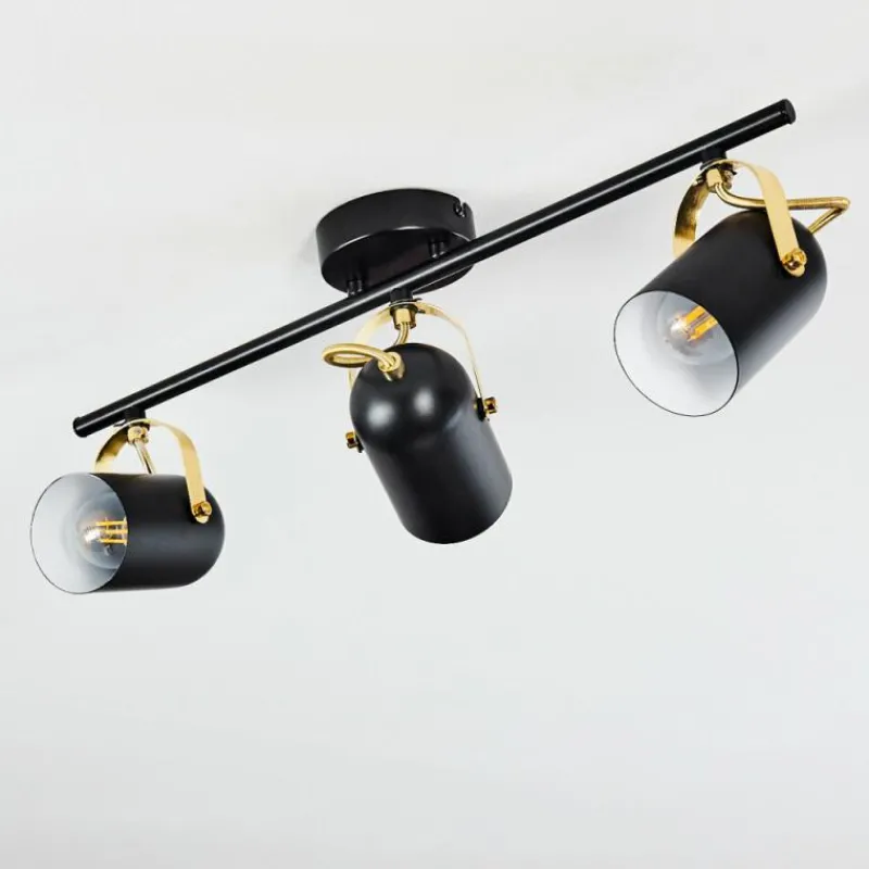 Lampes Industrielles-hofstein Plafonnier Rialey Laiton, Noir, 3 lumières