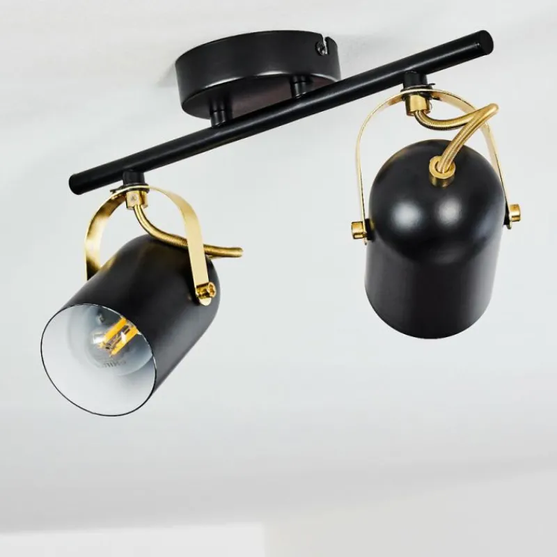 Lampes Industrielles-hofstein Plafonnier Rialey Laiton, Noir, 2 lumières