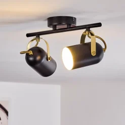 Lampes Industrielles-hofstein Plafonnier Rialey Laiton, Noir, 2 lumières