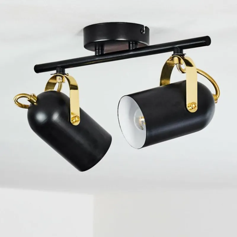 Lampes Industrielles-hofstein Plafonnier Rialey Laiton, Noir, 2 lumières