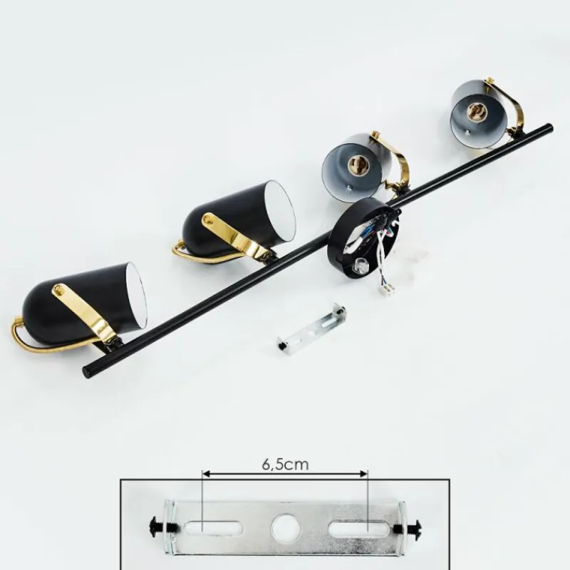 Lampes Industrielles-hofstein Plafonnier Rialey Laiton, Noir, 4 lumières