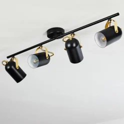 Lampes Industrielles-hofstein Plafonnier Rialey Laiton, Noir, 4 lumières