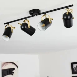 Lampes Industrielles-hofstein Plafonnier Rialey Laiton, Noir, 4 lumières