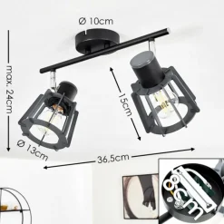 hofstein Plafonnier Rieti Noir, 2 lumières