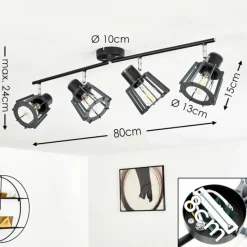 hofstein Plafonnier Rieti Noir, 4 lumières* Spots Et Projecteurs