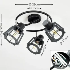 hofstein Plafonnier Rieti Noir, 3 lumières