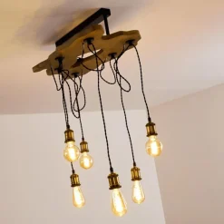 hofstein Plafonnier Rimforsa Brun, Laiton, Rouille, 6 lumières