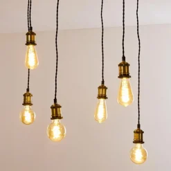 hofstein Plafonnier Rimforsa Brun, Laiton, Rouille, 6 lumières