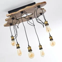 hofstein Plafonnier Rimforsa Brun, Laiton, Rouille, 6 lumières