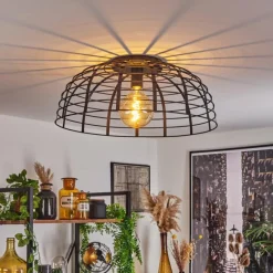 Lampes Vintages & Rétros-hofstein Plafonnier Rivers Noir, 1 lumière