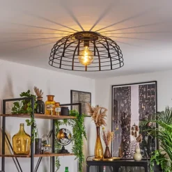 Lampes Vintages & Rétros-hofstein Plafonnier Rivers Noir, 1 lumière