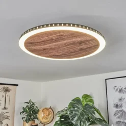 hofstein Plafonnier Rocha LED Brun, Couleur bois, Noir, 1 lumière