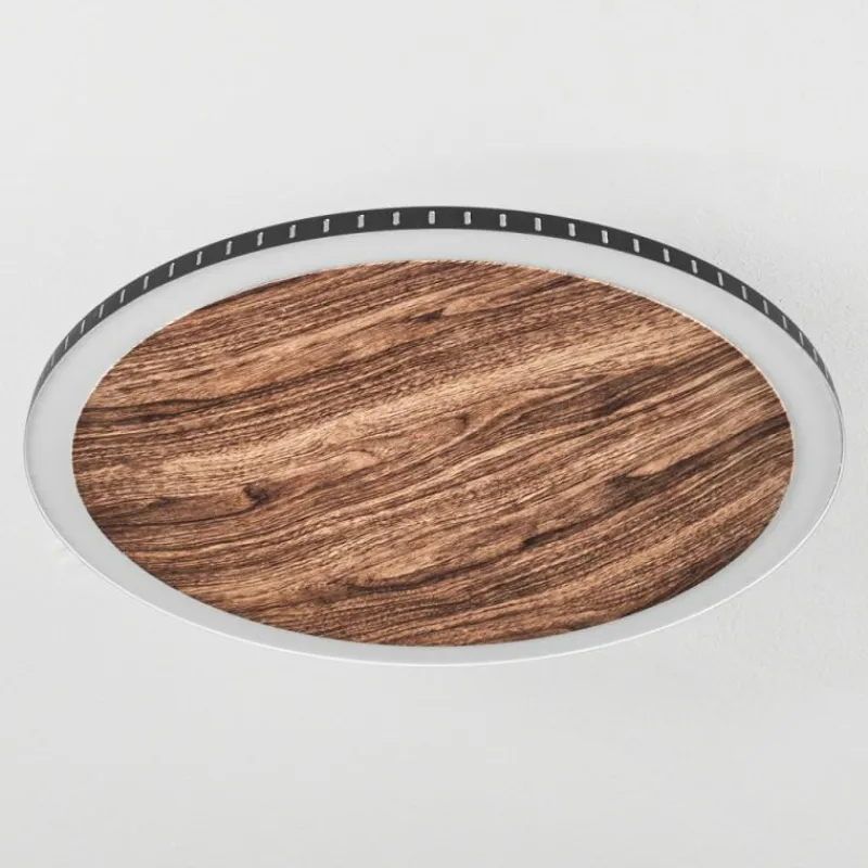 hofstein Plafonnier Rocha LED Brun, Couleur bois, Noir, 1 lumière