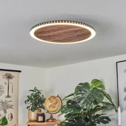 hofstein Plafonnier Rocha LED Brun, Couleur bois, Noir, 1 lumière